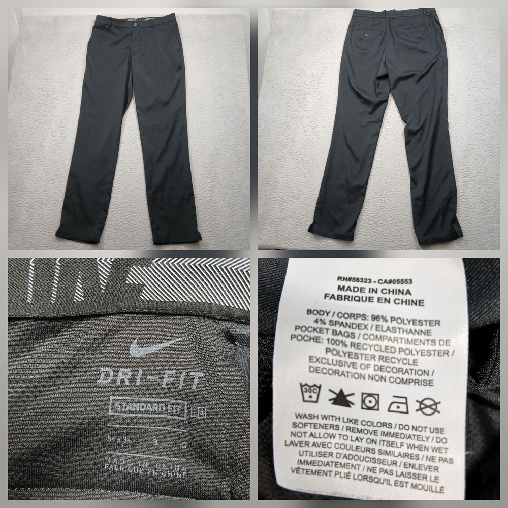 Nike Dri-FIT Standard Fit Golf Pants Men 34x30‎ Black Stretch Polyester